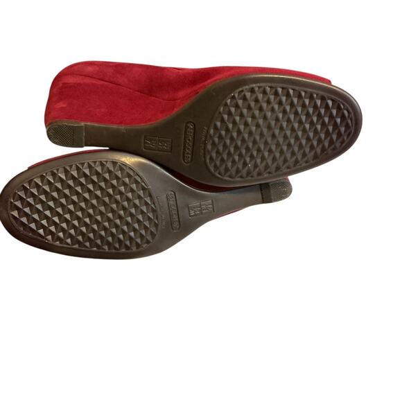 Aerosoles Boots Womens 9.5 M Sound Wave Wedge Ankle Booties Red Leather Peep Toe - Picture 10 of 14